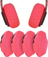 2 pairs headphone ear covers replacement, pchero fabric earpad cover protectors with stretchable and washable cloth for wireless wired over the ear headphones (fit 3.5" - 4.3", pink) logo
