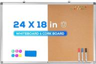 magnetic bulletin combo board: 24x18 inch dry erase board corkboard wall mounted for home, school & office organization logo