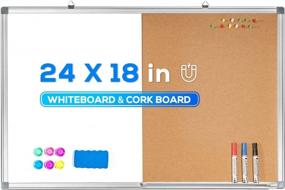 img 4 attached to Magnetic Bulletin Combo Board: 24X18 Inch Dry Erase Board Corkboard Wall Mounted For Home, School & Office Organization