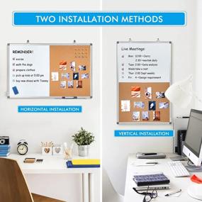 img 3 attached to Magnetic Bulletin Combo Board: 24X18 Inch Dry Erase Board Corkboard Wall Mounted For Home, School & Office Organization