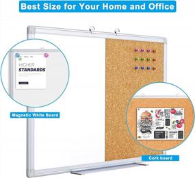 img 2 attached to Magnetic Bulletin Combo Board: 24X18 Inch Dry Erase Board Corkboard Wall Mounted For Home, School & Office Organization