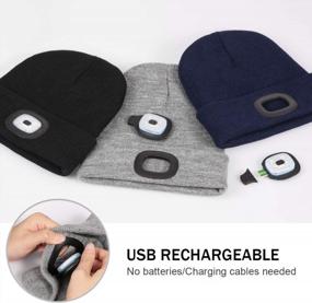 img 3 attached to USB Rechargeable LED Beanie With Hands-Free Headlamp - Night Lighted Winter Knit Cap For Men And Women - Ideal Gift For Dad, Husband, And Him By YunTuo