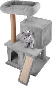 img 4 attached to Ahomdoo Cat Tree Sisal Scratching Post - Interactive Indoor Activity Furniture with 2 Room Play House for Kittens - Ideal for Keeping Your Cats Active and Entertained