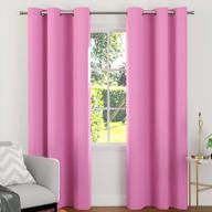 encasa thermal blackout window curtains with 2 free throw pillow covers, grommet room darkening drapes for bedroom & living room (2 panels, 44x84 inch), light pink logo