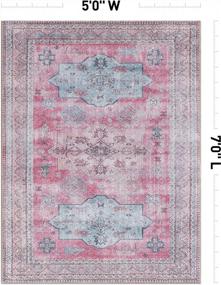img 3 attached to 5'X7' Distressed Transitional Bohemian Area Rug, Eco-Friendly And Stain Resistant, Premium Recycled Material, Machine Washable, Multi-Color By Rugshop