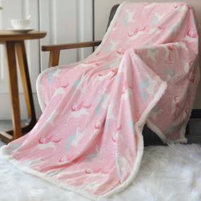 img 4 attached to Super Soft Sherpa Throw Blanket For All Ages - Luxurious Fleece Minky Blanket With Sherpa Plush Backing In Lovely Pink Unicorn Design (50 X 60 Inches)