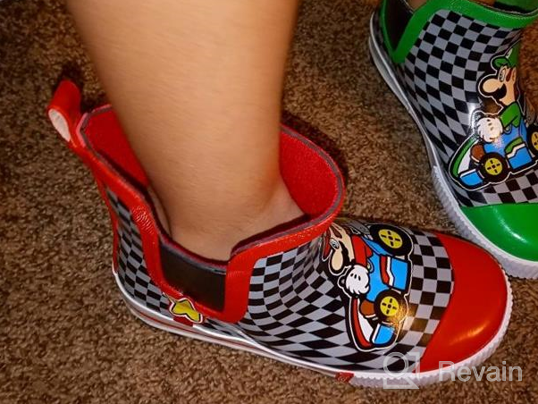 img 1 attached to 🍄 Nintendo Super Mario Rain Boots - Kids sizes 9 to 2, Slip-on Mid-Height Design review by Nick Reddy