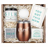 pregnancy gifts for first time moms - mom est. 2022 spa bath box set w/ rose gold tumbler - new mom gift basket for new mom - expecting new mom essentials - pregnancy must haves for first time moms - logo
