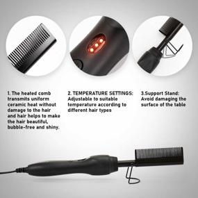 img 1 attached to Multifunctional Hot Comb Hair Straightener For Black Hair - Electric Heating Pressing Comb With Copper Coating - Perfect For Wigs And Natural Hair - Includes Two Bonus Gifts - 1 Pack (Black)