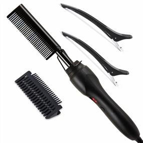 img 4 attached to Multifunctional Hot Comb Hair Straightener For Black Hair - Electric Heating Pressing Comb With Copper Coating - Perfect For Wigs And Natural Hair - Includes Two Bonus Gifts - 1 Pack (Black)