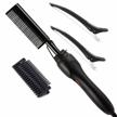 multifunctional hot comb hair straightener for black hair - electric heating pressing comb with copper coating - perfect for wigs and natural hair - includes two bonus gifts - 1 pack (black) logo