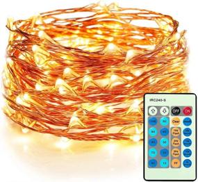 img 4 attached to 24 Keys Remote Dimmable 100LEDs 33Ft Warm White Waterproof Fairy String Lights Plug In For Indoor & Outdoor Wedding Birthday Valentines Day Decor By Moobibear