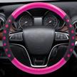 niceasy sport style pink leather steering wheel cover logo