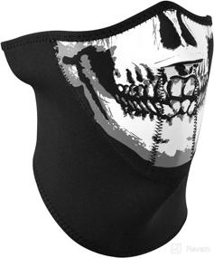 img 1 attached to 👻 Black Neoprene 3-Panel Half Mask with 'Skull' Design - One Size, Zanheadgear