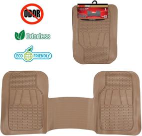 img 2 attached to Motor Trend FlexTough Rubber Car Floor Mats & Liners 🚛 - Mega SUV/Truck Combo with 3 Rows - Heavy Duty, Odorless, Beige