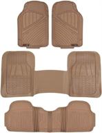 motor trend flextough rubber car floor mats & liners 🚛 - mega suv/truck combo with 3 rows - heavy duty, odorless, beige логотип