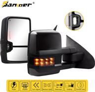 towing mirrors for 2014-2018 chevy silverado gmc sierra 1500 2500 hd 3500 hd with power glass led arrow turn signal light backup lamp running light heated extendable pair set (black painted) logo