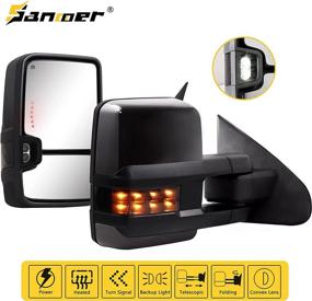 img 4 attached to Towing Mirrors For 2014-2018 Chevy Silverado GMC Sierra 1500 2500 HD 3500 HD With Power Glass LED Arrow Turn Signal Light Backup Lamp Running Light Heated Extendable Pair Set (Black Painted)