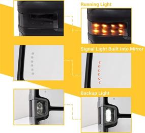 img 2 attached to Towing Mirrors For 2014-2018 Chevy Silverado GMC Sierra 1500 2500 HD 3500 HD With Power Glass LED Arrow Turn Signal Light Backup Lamp Running Light Heated Extendable Pair Set (Black Painted)