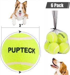 img 3 attached to 6 Pack PUPTECK Tennis Balls For Dogs - Squeaky Bouncy Ball Toys For Outdoor Training & Fetching Playing
