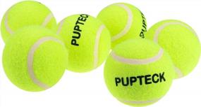 img 4 attached to 6 Pack PUPTECK Tennis Balls For Dogs - Squeaky Bouncy Ball Toys For Outdoor Training & Fetching Playing