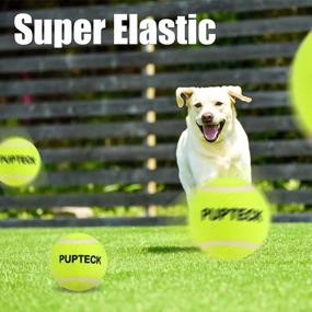 img 2 attached to 6 Pack PUPTECK Tennis Balls For Dogs - Squeaky Bouncy Ball Toys For Outdoor Training & Fetching Playing