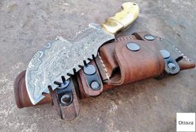 img 1 attached to Ottoza Handmade Damascus Tracker Knife With Bone Handle - Survival Knife - Camping Knife - Damascus Steel Knife - Damascus Hunting Knife With Sheath Horizontal Carry Fixed Blade Knife No:115