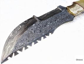img 2 attached to Ottoza Handmade Damascus Tracker Knife With Bone Handle - Survival Knife - Camping Knife - Damascus Steel Knife - Damascus Hunting Knife With Sheath Horizontal Carry Fixed Blade Knife No:115