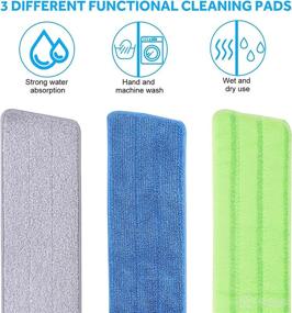 img 2 attached to 🧹 16-Inch Wet Dust Mop for Hardwood Floors with 3 Reusable Pads - Flat Microfiber Mop for Effective Floor Cleaning...