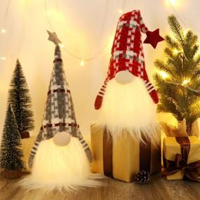 img 4 attached to Set Of 2 HAUMENLY Swedish Christmas Gnome Lights With 6 Hour Timer - 18X4.8 Inches, Scandinavian Tomte Home Party Decorations (B)
