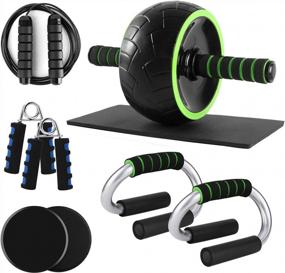 img 4 attached to 6-In-1 Odoland AB Roller Wheel Set For Abs Workout - Push Up Bars, Jump Rope, Hand Exerciser & More!