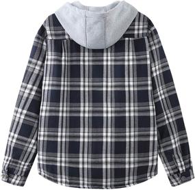 img 3 attached to Men'S Long Sleeve Plaid Flannel Shirt Jacket With Hood And Quilted Lining - PEGENO