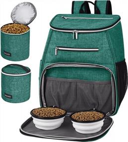 img 4 attached to Дорожный рюкзак BAGLHER для собак со складными мисками и корзинами для еды - одобренные авиакомпанией товары для домашних животных для легкого путешествия в зеленом цвете