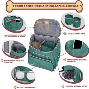 img 3 attached to Дорожный рюкзак BAGLHER для собак со складными мисками и корзинами для еды - одобренные авиакомпанией товары для домашних животных для легкого путешествия в зеленом цвете