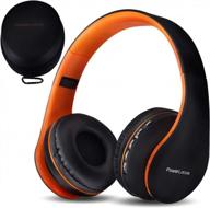 powerlocus wireless bluetooth stereo headphones - foldable and rechargeable with built-in mic for iphone, samsung, lg, and ipad - orange color logo