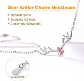 img 1 attached to Ожерелье с камнем из стерлингового серебра для женщин - SILVERCUTE Antler Antler Deer/Cat/Halo Gemstone Pendant