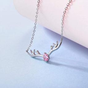 img 2 attached to Sterling Silver Created Birthstone Necklace For Women - SILVERCUTE Antler Deer/Cat/Halo Gemstone Pendant