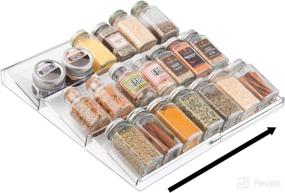 img 1 attached to 🌶️ Clear Ligne Collection: 3-Tier Slanted Spice Rack & Drawer Organizer for Kitchen Cabinets - Expandable Design for Spice Jars, Seasoning Bottles - Easy Installation