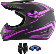 🏍️ dot approved motocross fashion full face helmet set with touch screen gloves & goggles - adult dirt bike atv motorcycle helmet (3 pcs set) logo