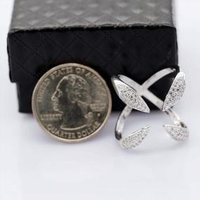 img 1 attached to X-кольцо Uloveido с платиновым покрытием и крестообразным дизайном, с 4 когтями и потрясающими камнями кубического циркония, регулируемое кольцо свободного размера для женщин - Y447