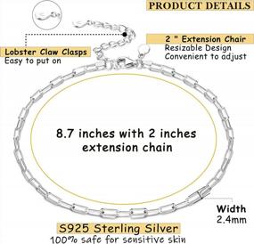 img 3 attached to Ножной браслет из стерлингового серебра 925 пробы с покрытием из белого золота для женщин - стильные варианты твердой цепи: кубинский с бриллиантовой огранкой, фигаро, елочка, морской пехотинец и скрепка - пляжные украшения от Milacolato