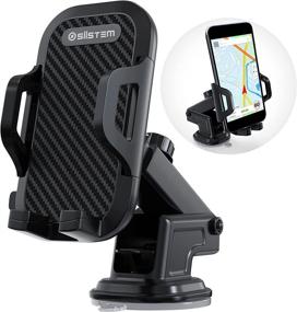 img 4 attached to 📱 SIISTEM Phone Mount for Car: Ultimate Universal Holder with Suction Cup, Release Button & Lock Mechanism for Dashboard/Windshield