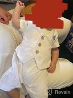 img 1 attached to Adorable Baby Boy White Gentleman Tuxedo Romper With Waistcoat, Bowtie, And Jumpsuit Overall review by Steven Ross