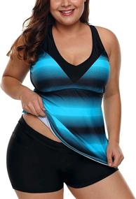 img 3 attached to Plus Size Tankini Set: Gloria&Sarah Women'S Criss Cross Strappy Two Piece Swimsuit L-XXXL