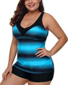 img 2 attached to Plus Size Tankini Set: Gloria&Sarah Women'S Criss Cross Strappy Two Piece Swimsuit L-XXXL