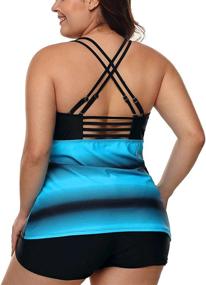 img 1 attached to Plus Size Tankini Set: Gloria&Sarah Women'S Criss Cross Strappy Two Piece Swimsuit L-XXXL