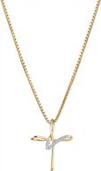 stunning 14k yellow gold diamond cross pendant with 18 inch chain for women by peora logo