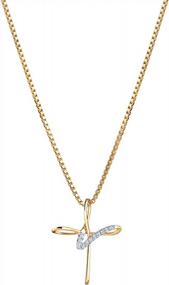 img 4 attached to Stunning 14K Yellow Gold Diamond Cross Pendant With 18 Inch Chain For Women By Peora