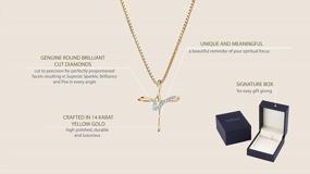 img 2 attached to Stunning 14K Yellow Gold Diamond Cross Pendant With 18 Inch Chain For Women By Peora