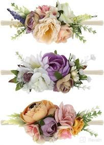 img 4 attached to Adorable Baby Floral Headbands - 3pcs Set Flower Crown Hairbands for Newborn Infant Toddler Girls' Fashion Accessories